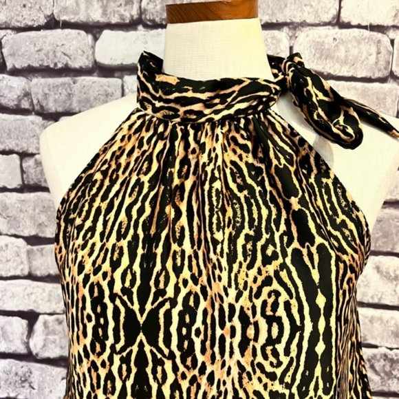 Veronica M Black & Brown Sleeveless Animal Print Blouse Size Medium - Picture 2 of 8